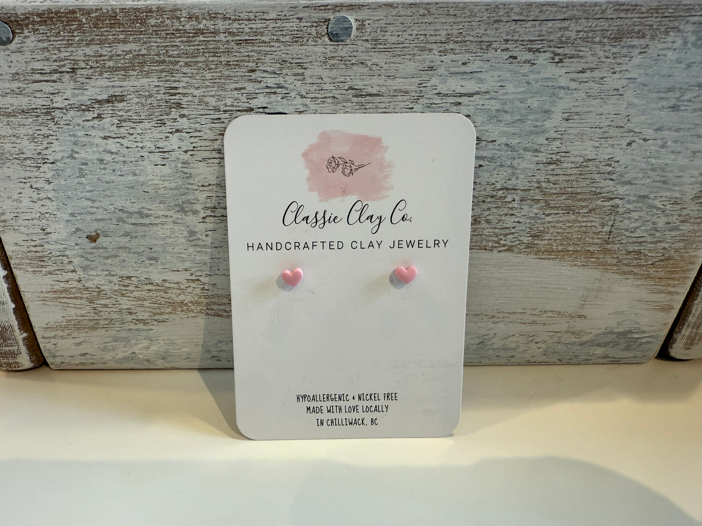 Classic Clay Co. - Pink Heart Studs