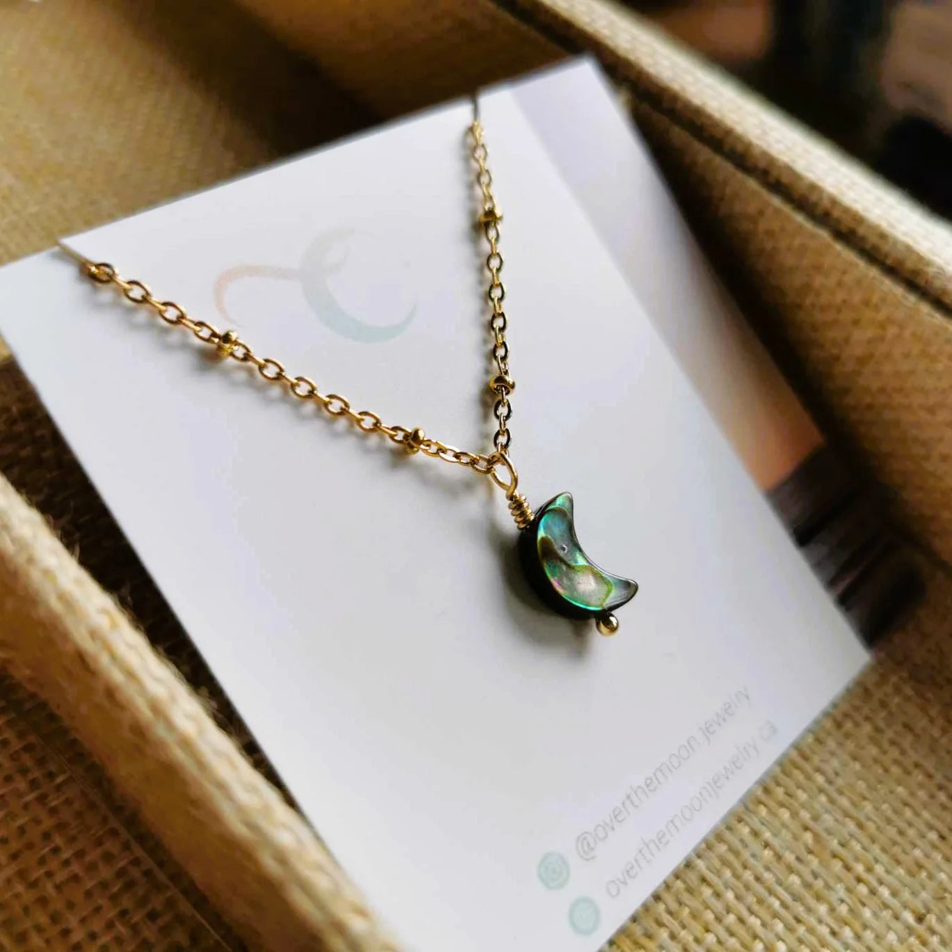 Over The Moon Jewelry - Abalone Moon Necklace