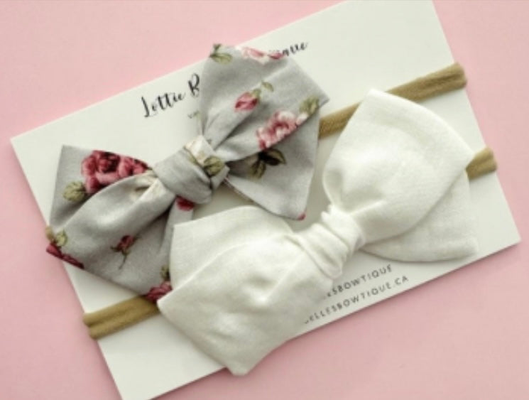 Lottie Belles Bowtique - White and Grey Floral 2 Pack