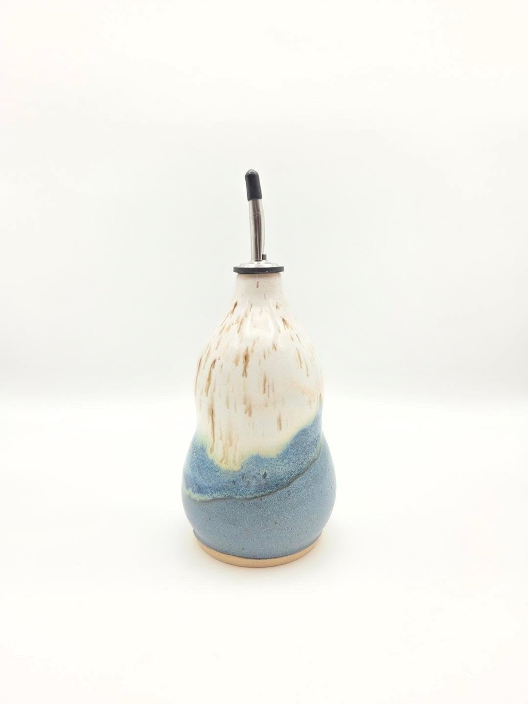 CM Pottery - wave blue oil bottle