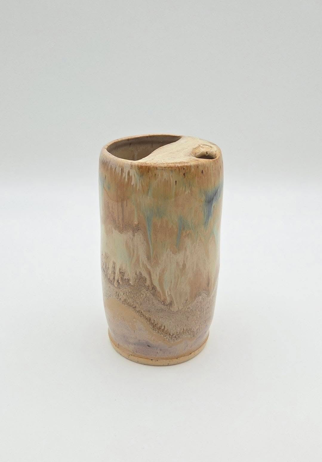 CM Pottery - tan tornado sipping cup