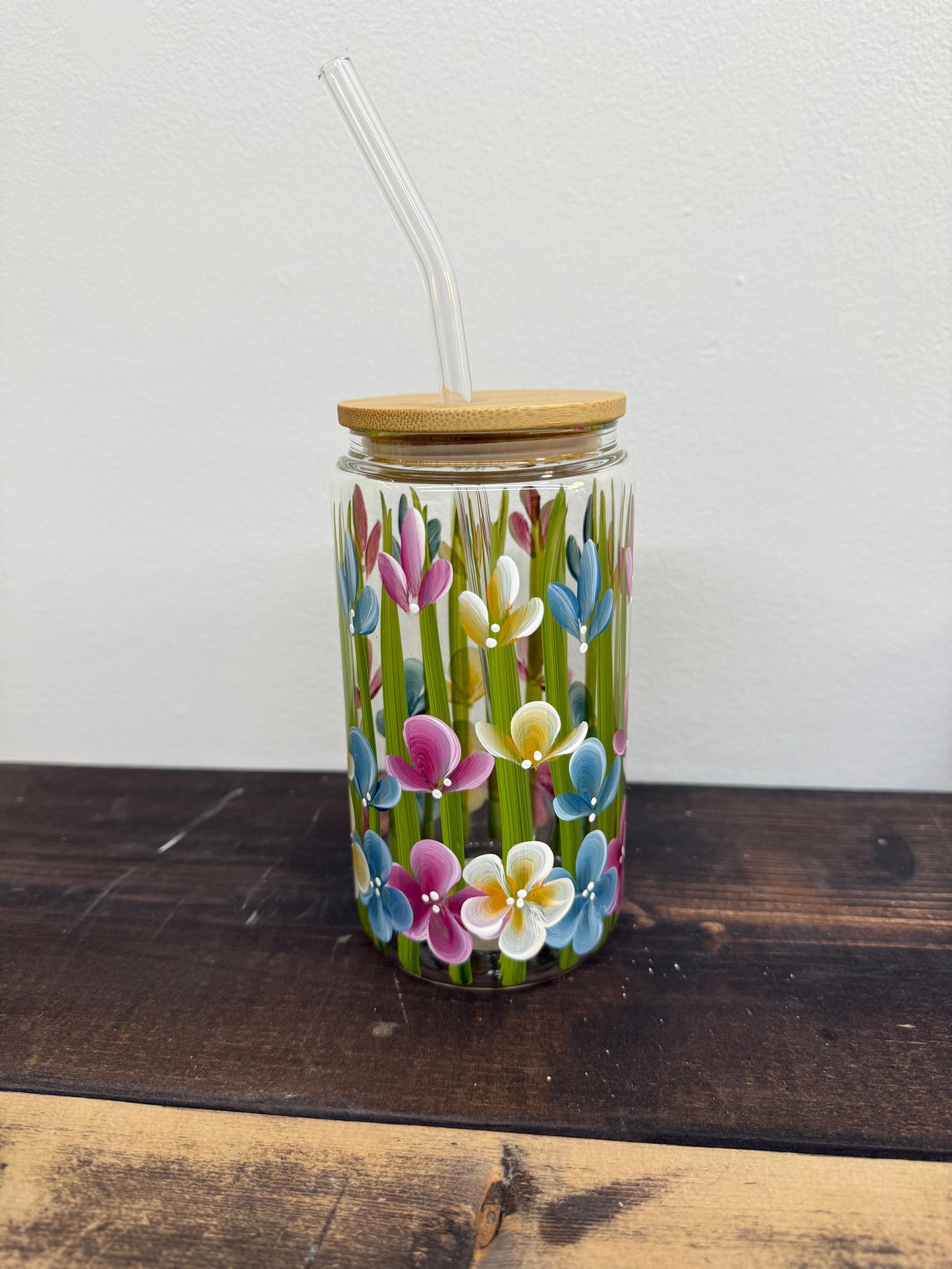 CC Crafts and Home Decor - Glass Tumbler with Straw