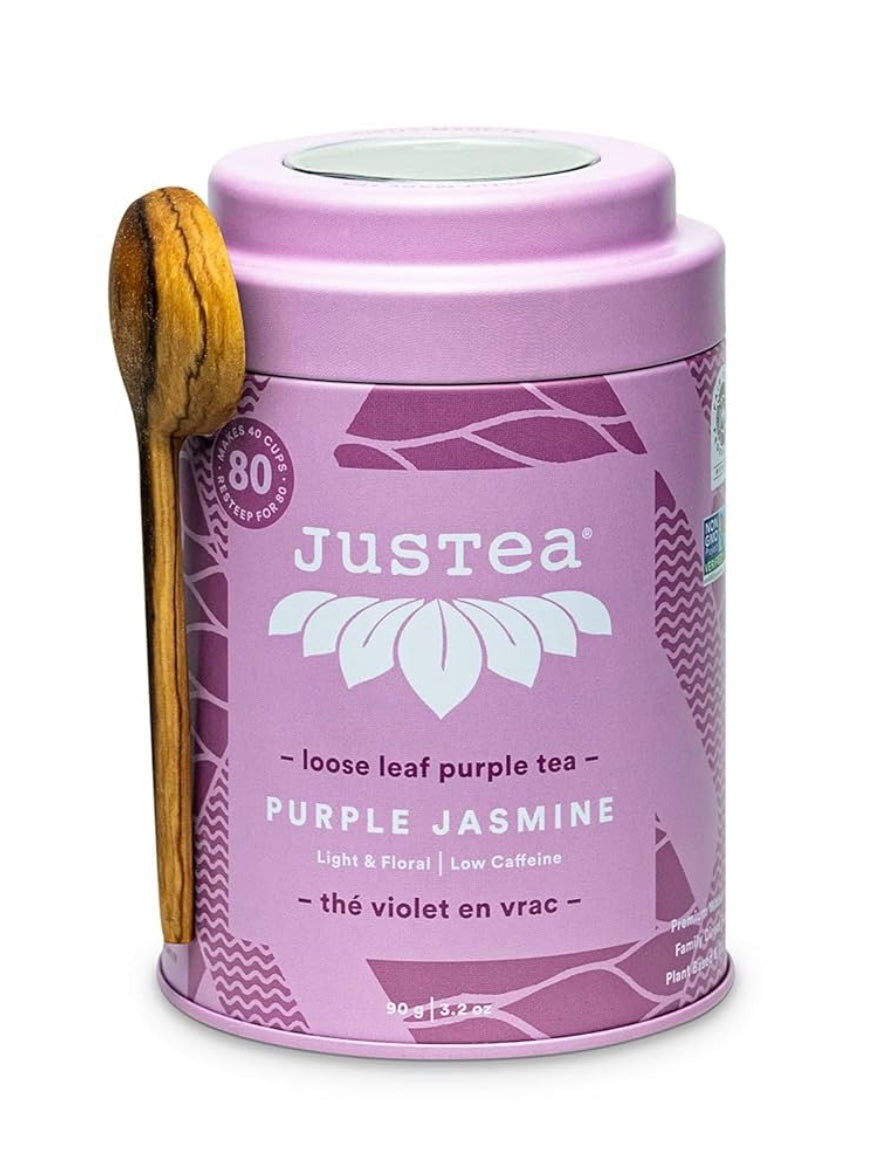 Justea - Purple Jasmine Tea with spoon