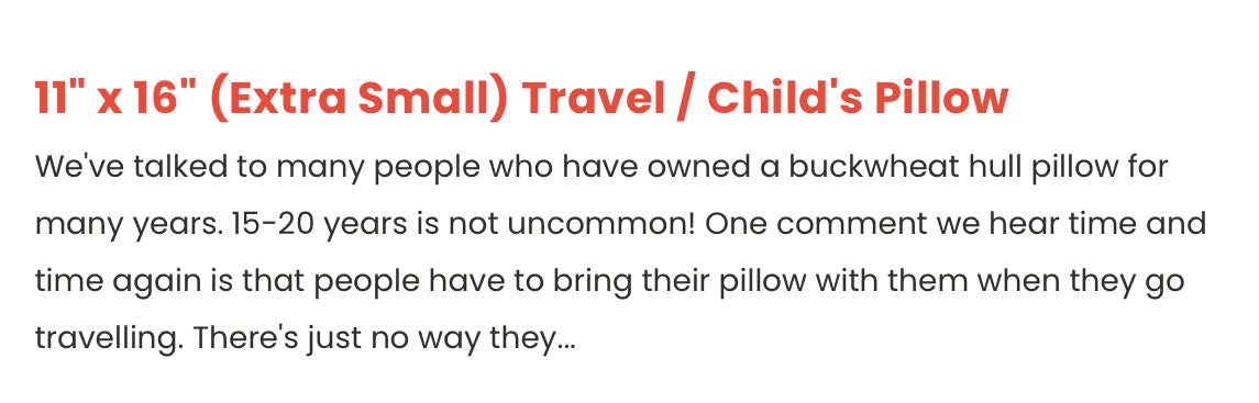 Kuseno Comfort Products - Travel Buckwheat Hull Pillow