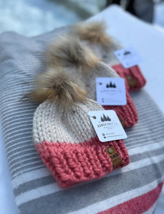 Bowen Knit Co. - Classic Toque Pink/ Cream