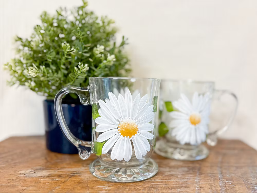 CC Crafts and Home Decor - Hand painted Glass Mugs