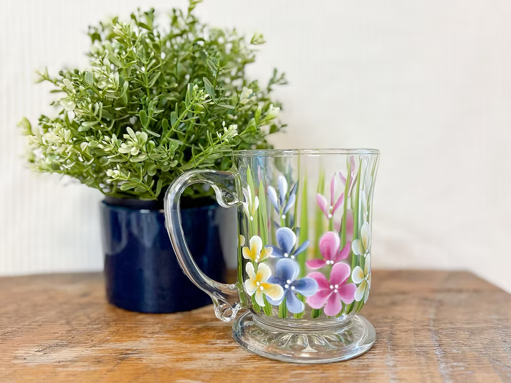CC Crafts and Home Decor - Hand painted Glass Mugs