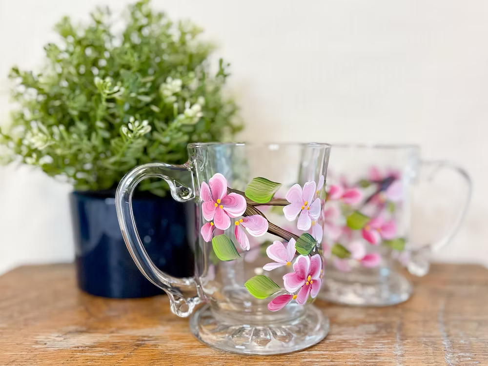 CC Crafts and Home Decor - Hand painted Glass Mugs