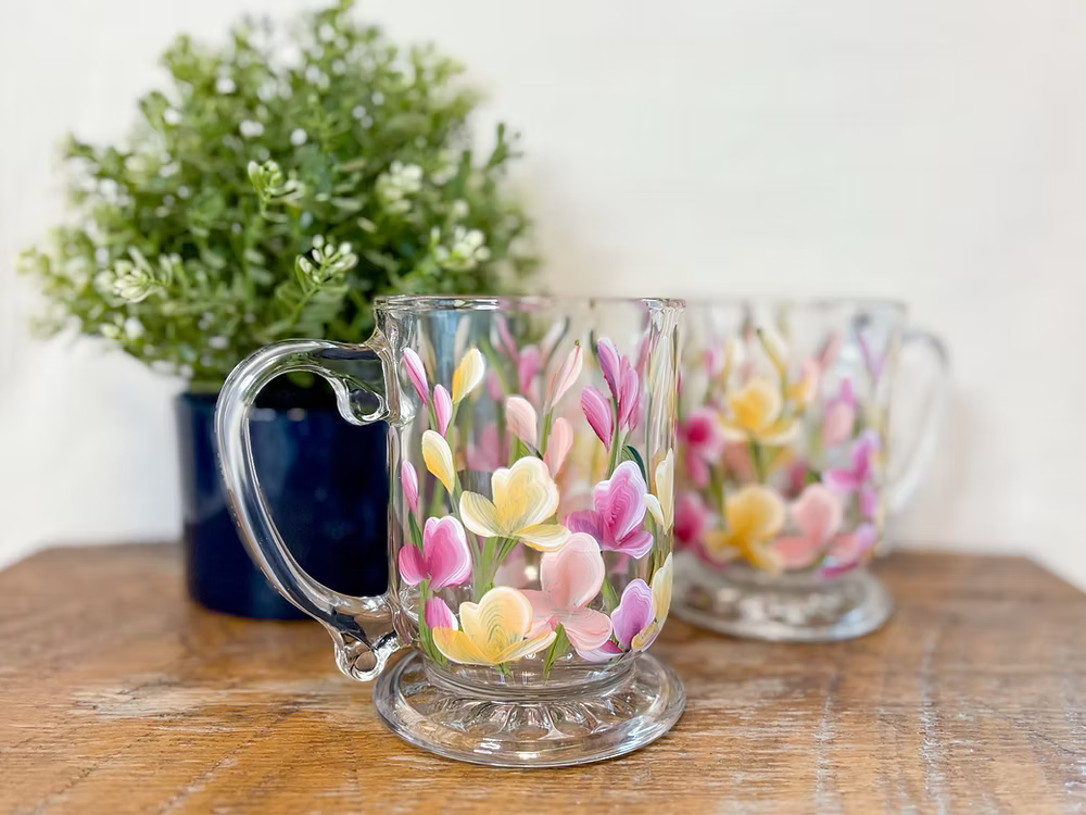 CC Crafts and Home Decor - Hand painted Glass Mugs
