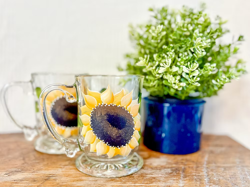 CC Crafts and Home Decor - Hand painted Glass Mugs