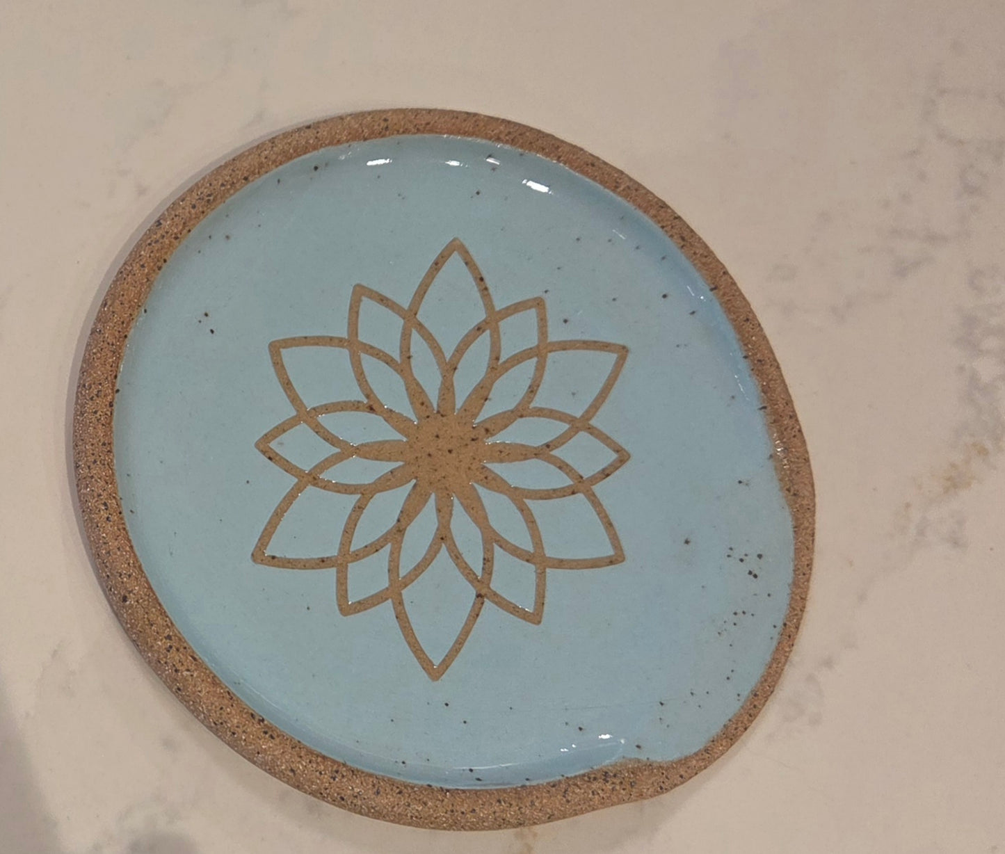 CM Pottery - Blue Flower spoon rest