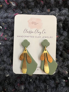 Classic Clay Co. - Winter Green Dangle with Brass