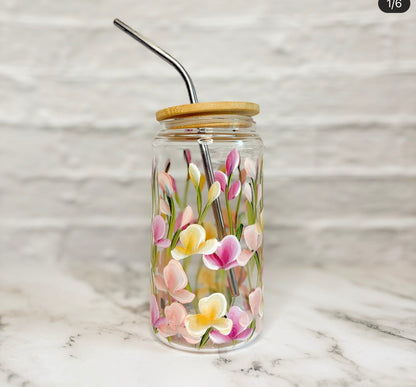 CC Crafts and Home Decor - Glass Tumbler with Straw