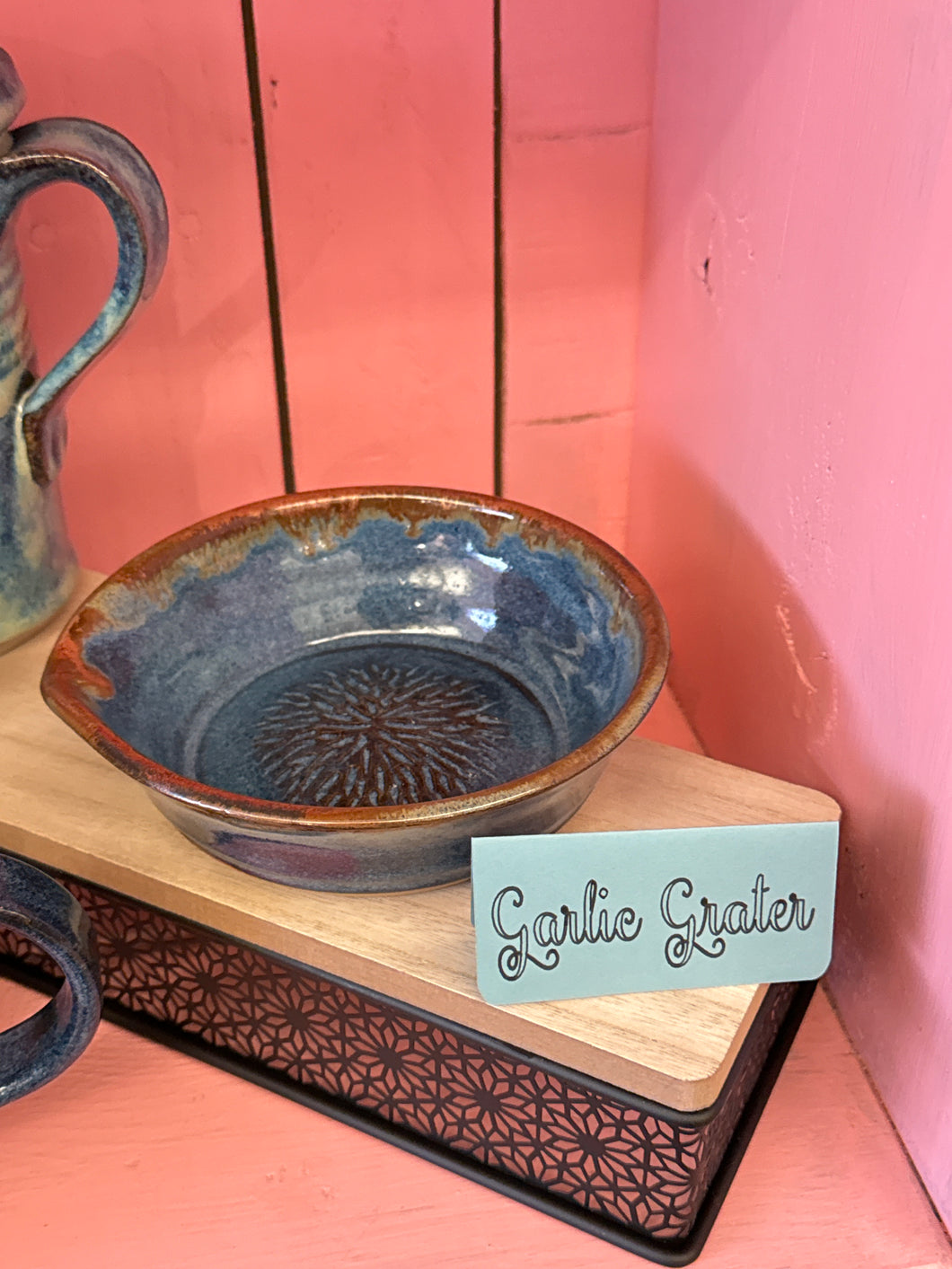 CM Pottery - Garlic Grater Dark Blue