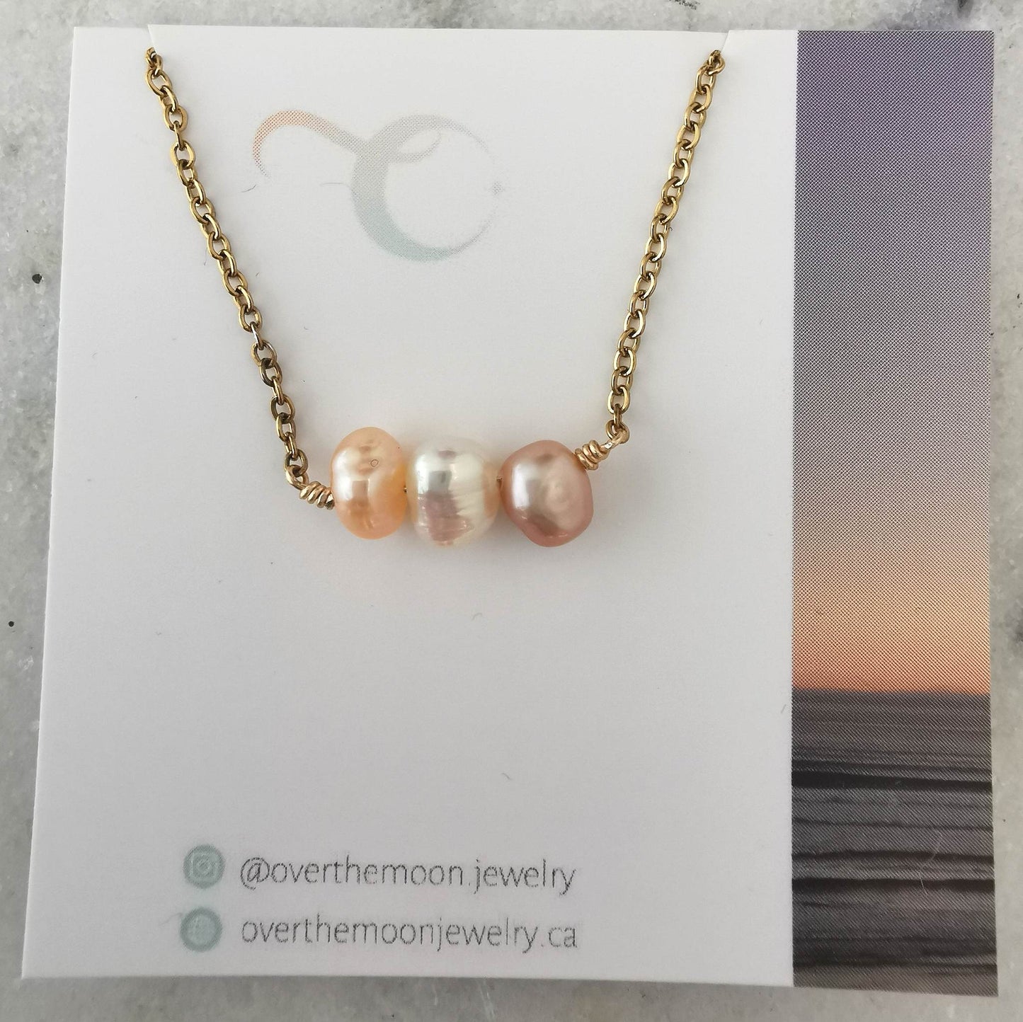 Over The Moon Jewelry - Pearl Bar Necklace