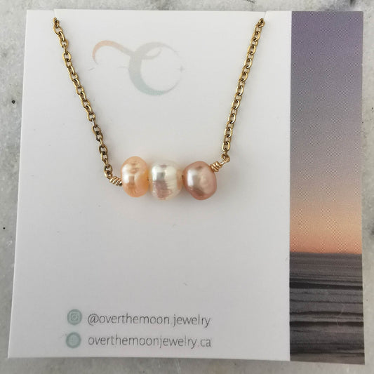 Over The Moon Jewelry - Pearl Bar Necklace