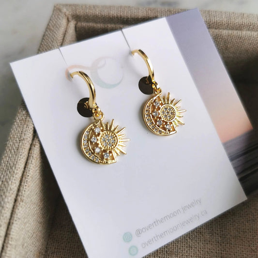 Over The Moon Jewelry - Sun + Moon Hoops