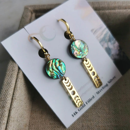 Over The Moon Jewelry - Abalone Moon Phase Earrings