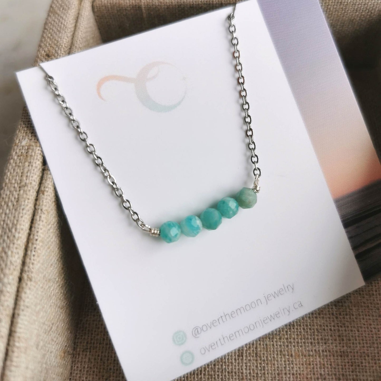 Over The Moon Jewelry - Amazonite Bar Necklace