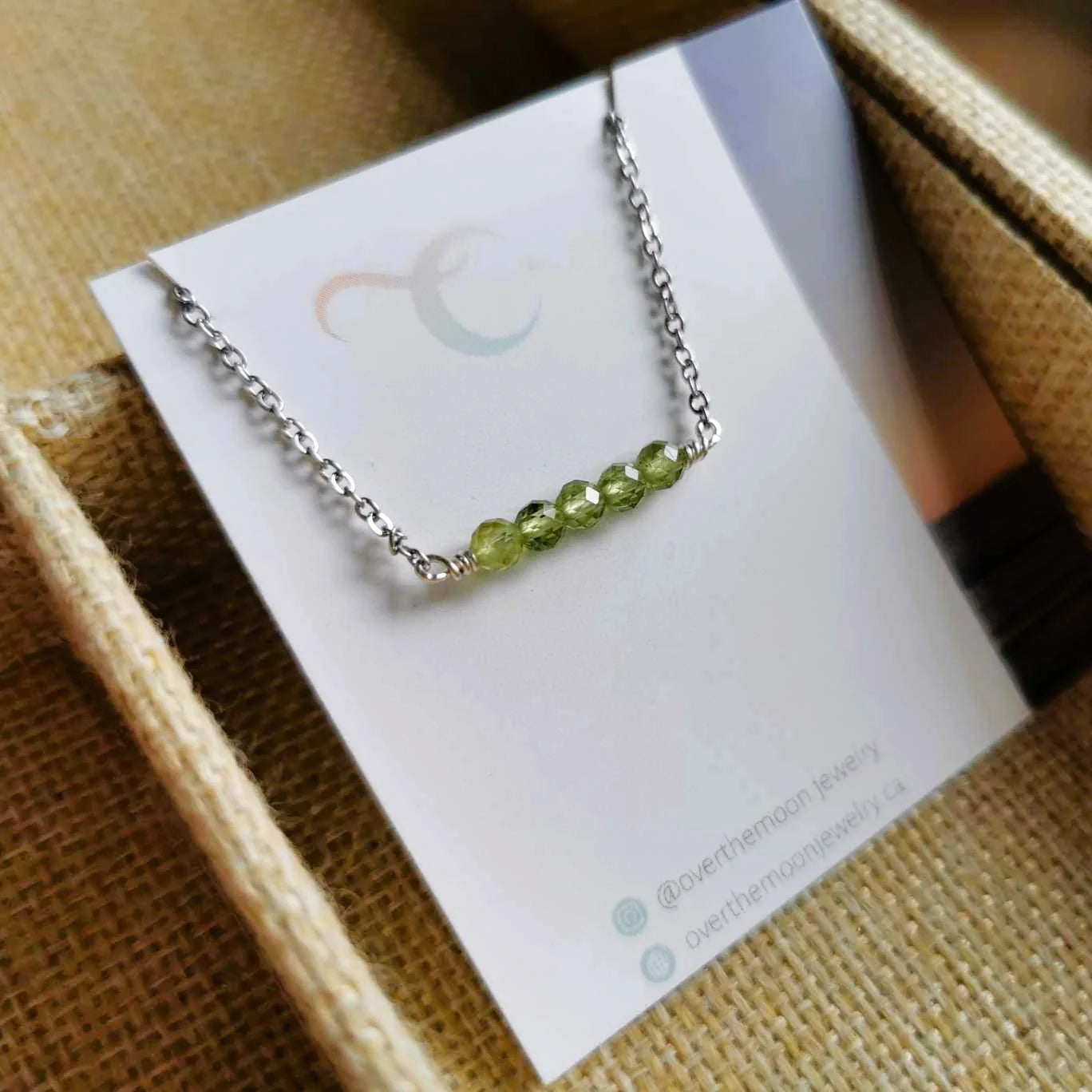 Over The Moon Jewelry - Peridot Bar Necklace