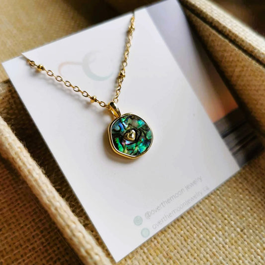 Over The Moon Jewelry - Abalone Heart Necklace