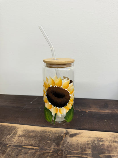 CC Crafts and Home Decor - Glass Tumbler with Straw