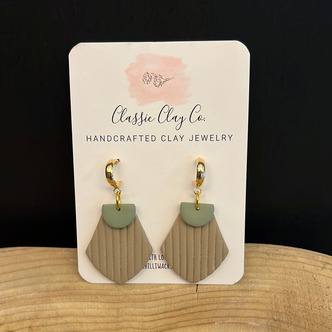 Classic Clay Co. - Sage/Brown Lined Dangles