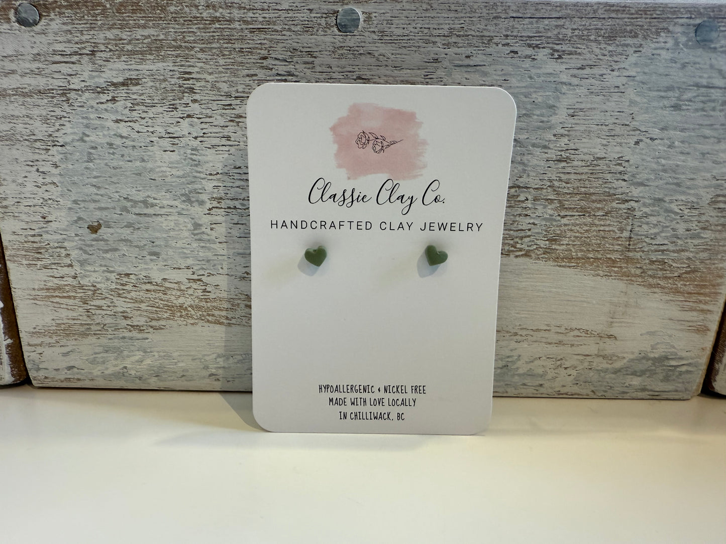 Classic Clay Co. - Green Heart Studs