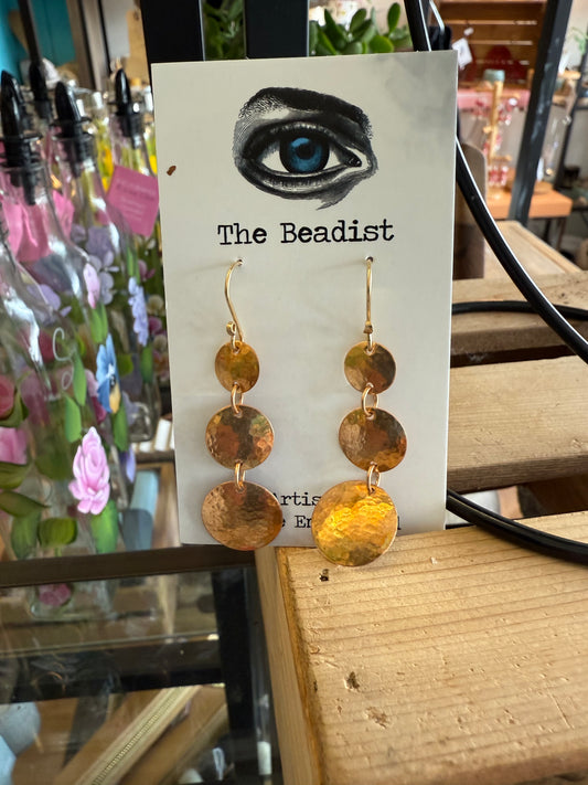 The Beadist - Bronze Hand Hammered 14 gold filled earrings
