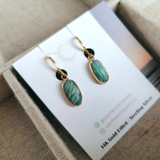Over The Moon Jewelry - Amazonite Oval Hoops
