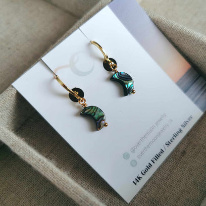 Over The Moon Jewelry - Abalone Moon Hoops