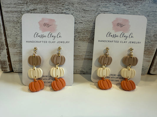 Classic Clay Co. - Hanging Pumpkin Earrings