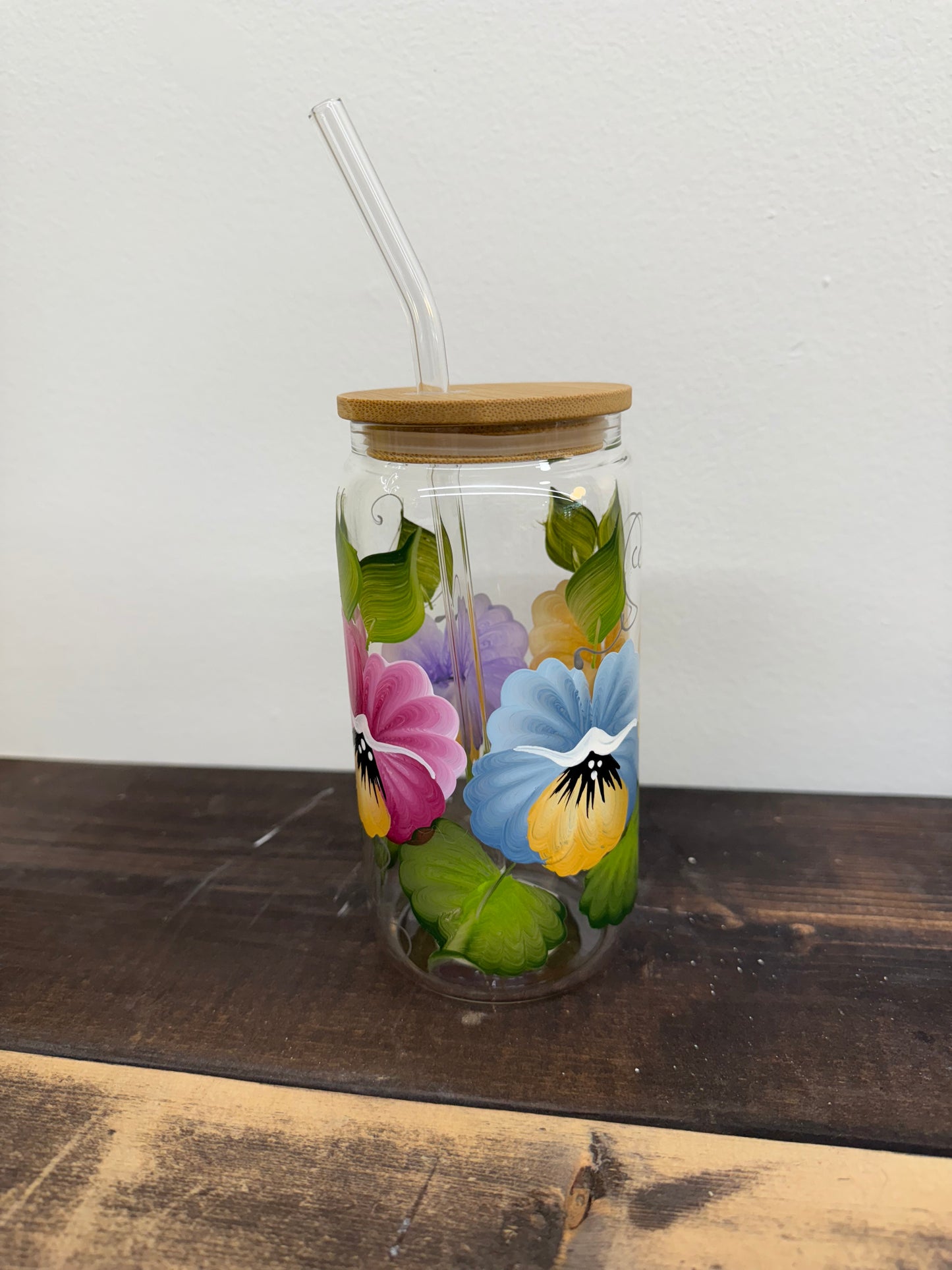 CC Crafts and Home Decor - Glass Tumbler with Straw