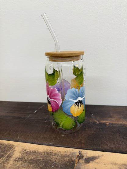 CC Crafts and Home Decor - Glass Tumbler with Straw