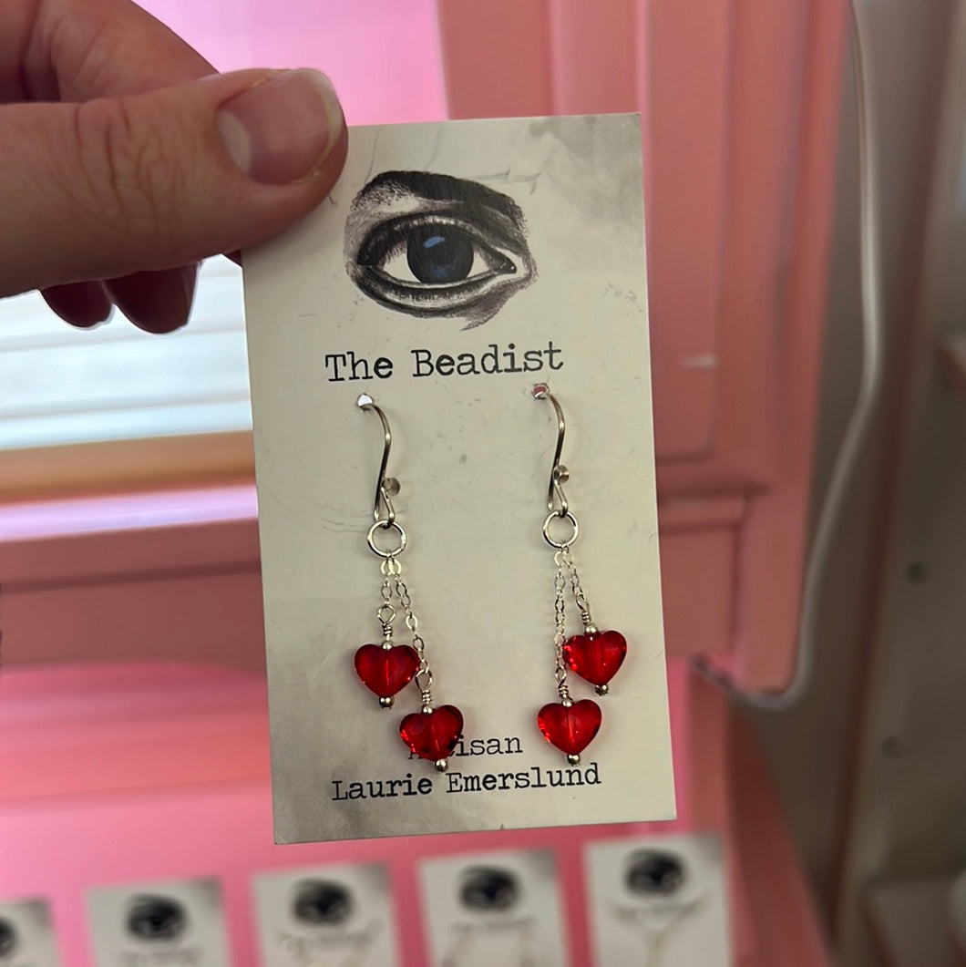The Beadist - Double Heart Earrings