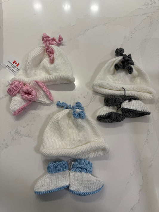 Knit From The Heart - Hand Knitted Hat and Boots Set 3 - 6 Months