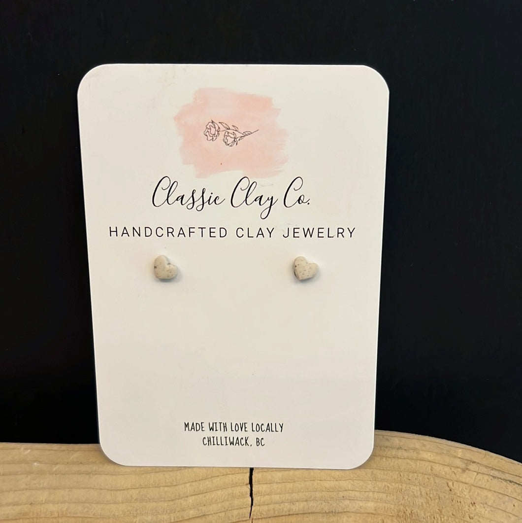 Classic Clay Co. - Ultra Mini White Heart Studs