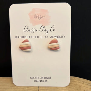 Classic Clay Co. - Pink Stripped Triangle Studs