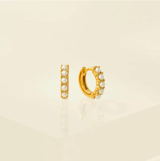 Lover’s Tempo - Pearl 10.5 mm Huggie Hoop Earrings