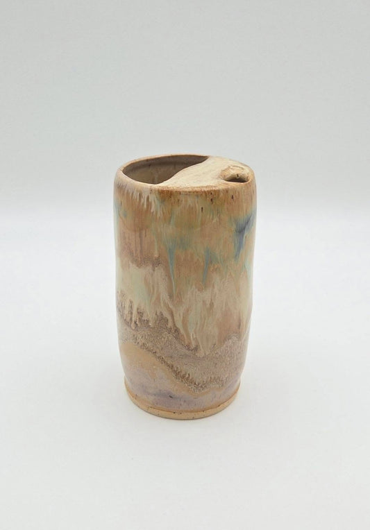 CM Pottery - tan tornado sipping cup
