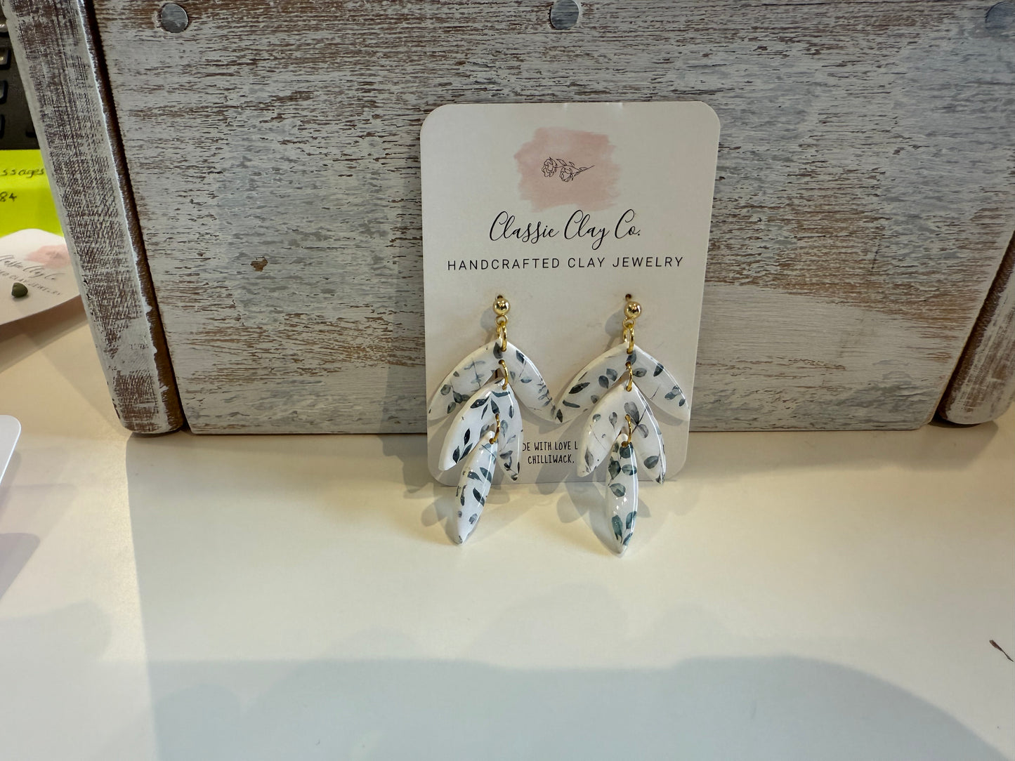 Classic Clay Co. - Greenery 3 Petal Dangle Earrings