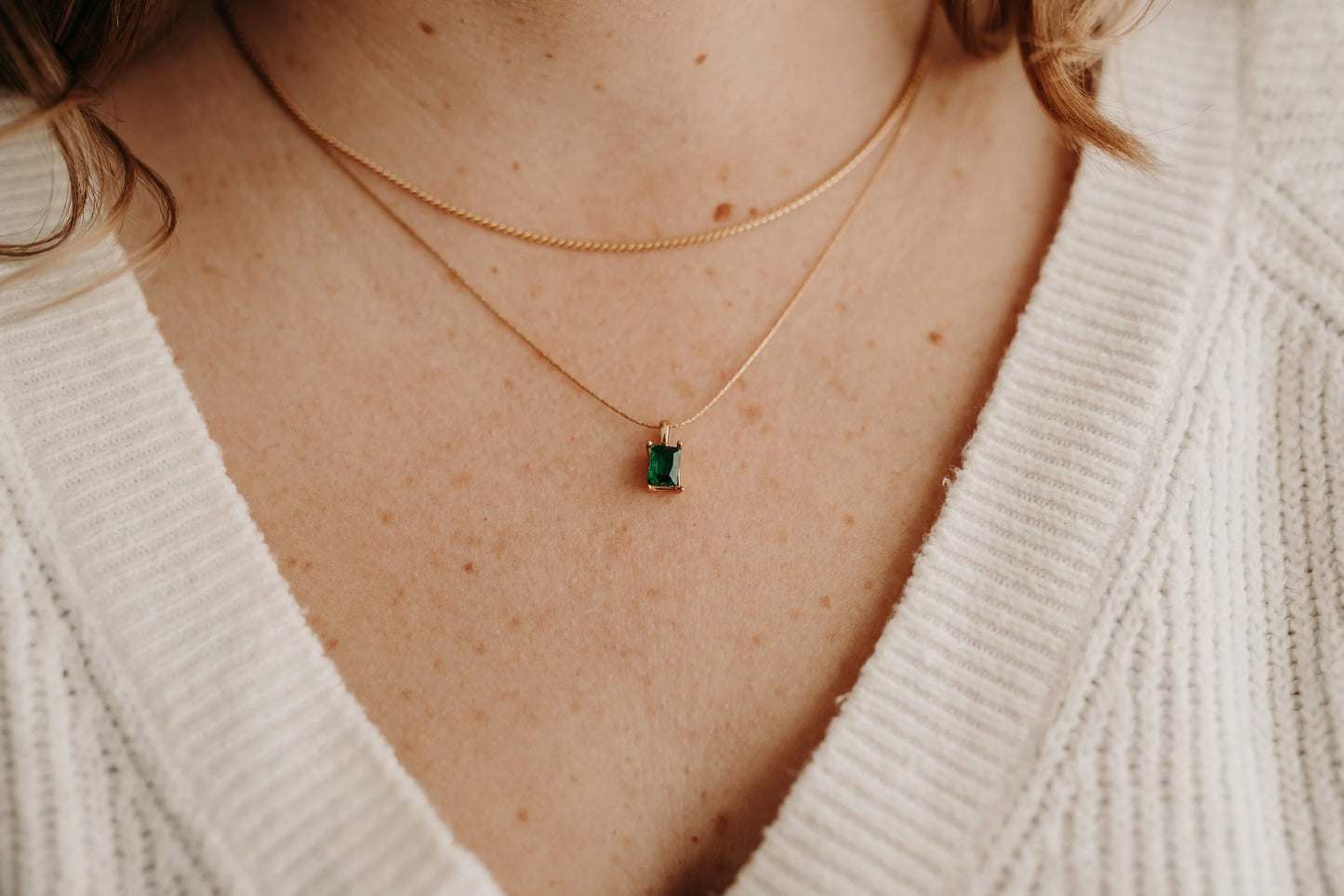 Ava May - Emerald Charm Necklace
