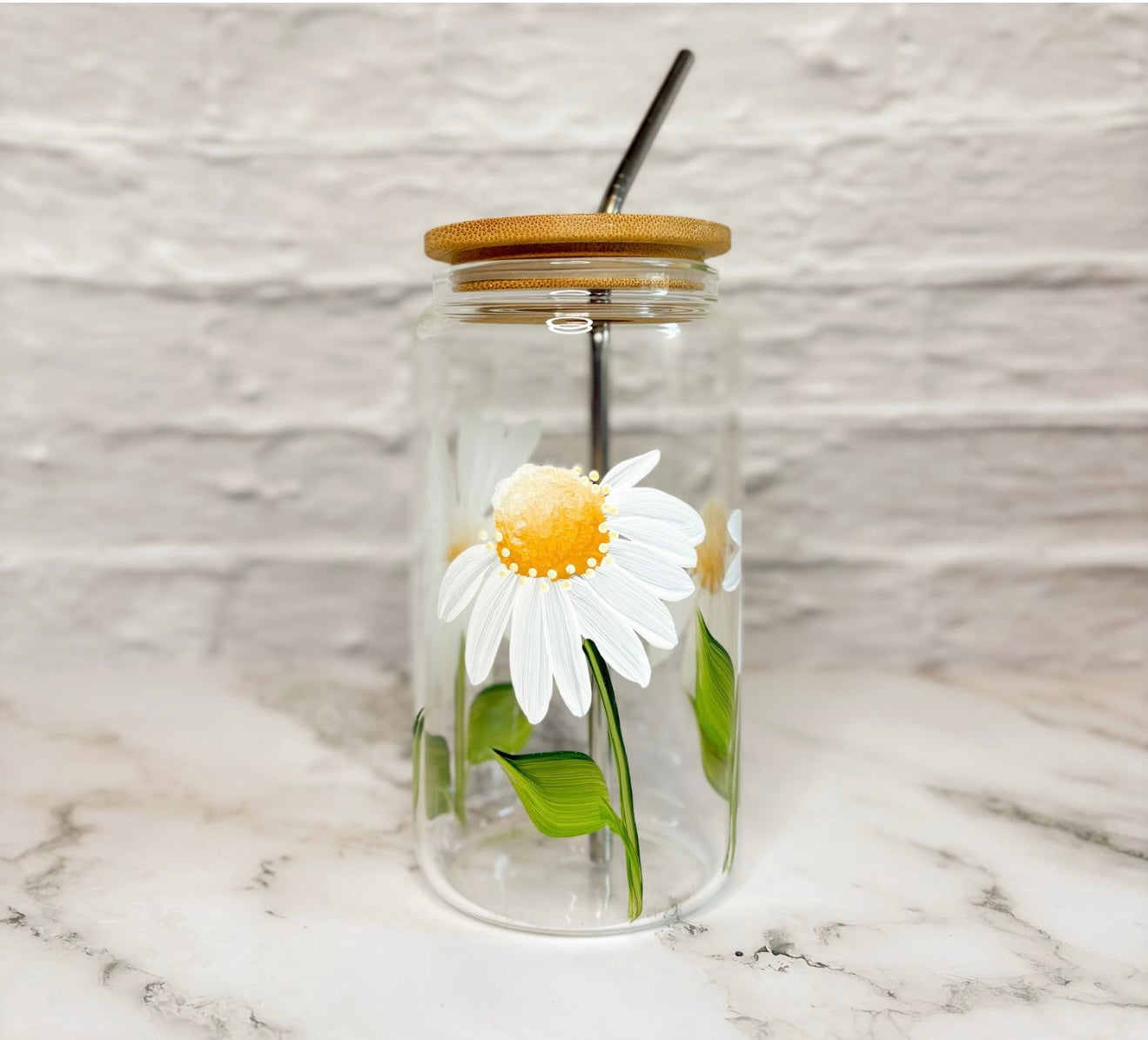CC Crafts and Home Decor - Glass Tumbler with Straw