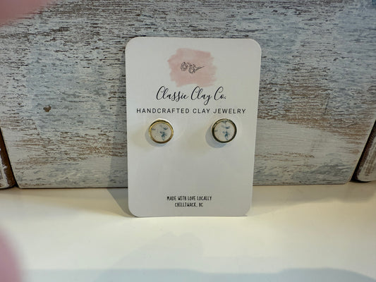 Classic Clay Co. - Greenery Gold Ring Studs