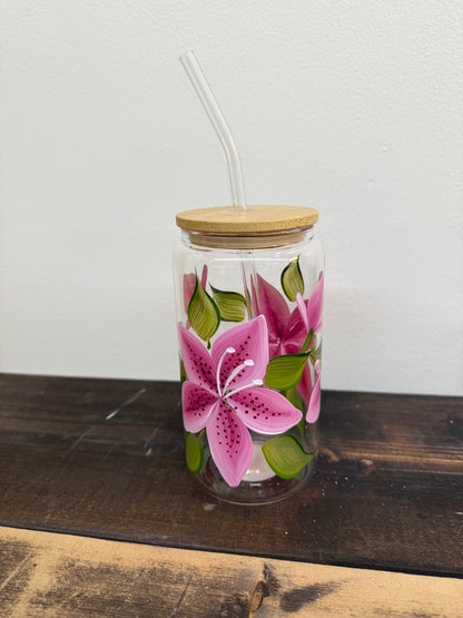 CC Crafts and Home Decor - Glass Tumbler with Straw
