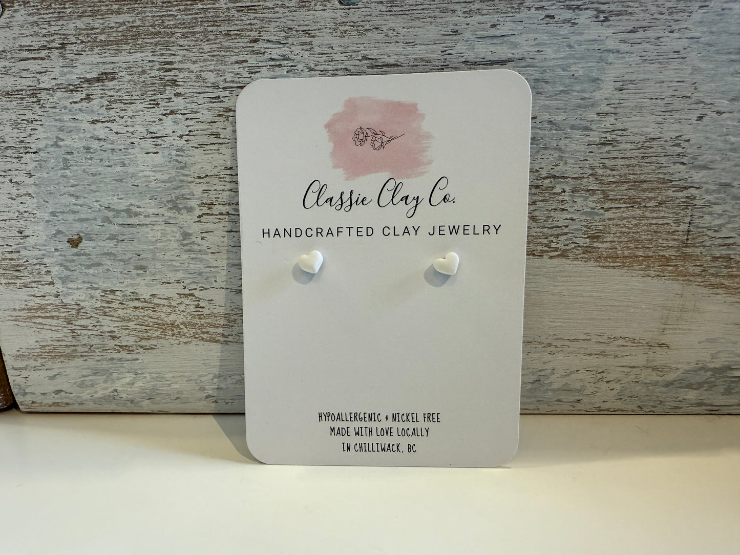 Classic Clay Co. - White Heart Studs