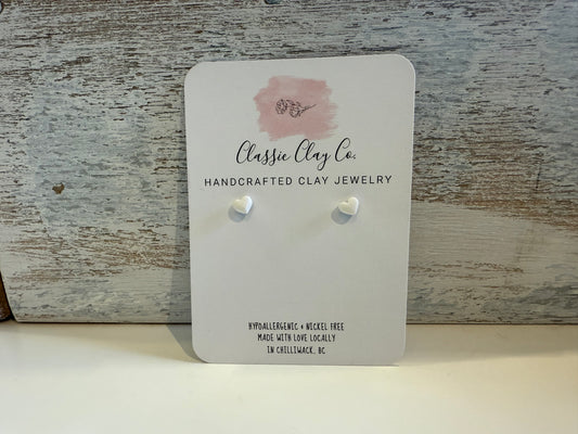 Classic Clay Co. - White Heart Studs