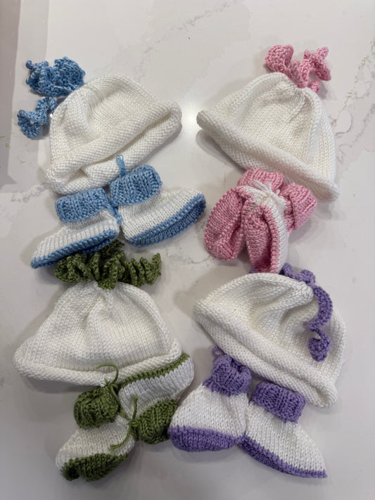 Knit From The Heart - Hand Knitted Hat and Boots Set - Newborn - 3 months