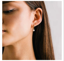 Load image into Gallery viewer, Lover’s Tempo — Amari Pearl Huggie Drop Hoop Earrings
