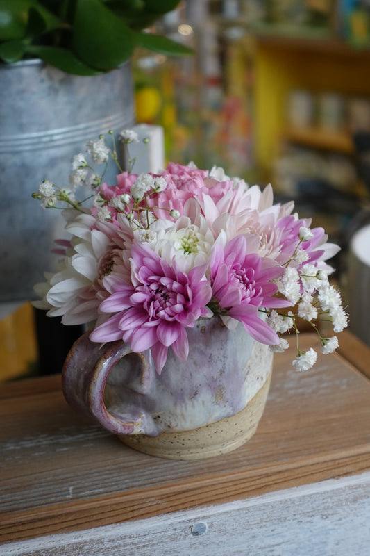 PREORDER Mother's Day (May 12th) - Florist's Choice Heart Mug Posie